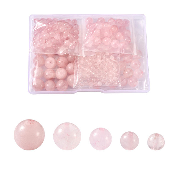 

PandaHall Natural Round Loose Gemstone Rose Quartz Beads, 4mm/6mm/8mm/10mm/12mm, Hole: 0.8~1mm, 225pcs/box Rose Quartz Round Pink