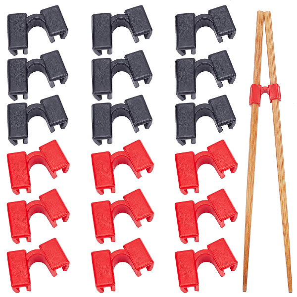 PandaHall GORGECRAFT 20 Pieces Chopstick Helper Reusable Training Chopsticks Plastic Connector for Many Age Beginner Trainers Learner...