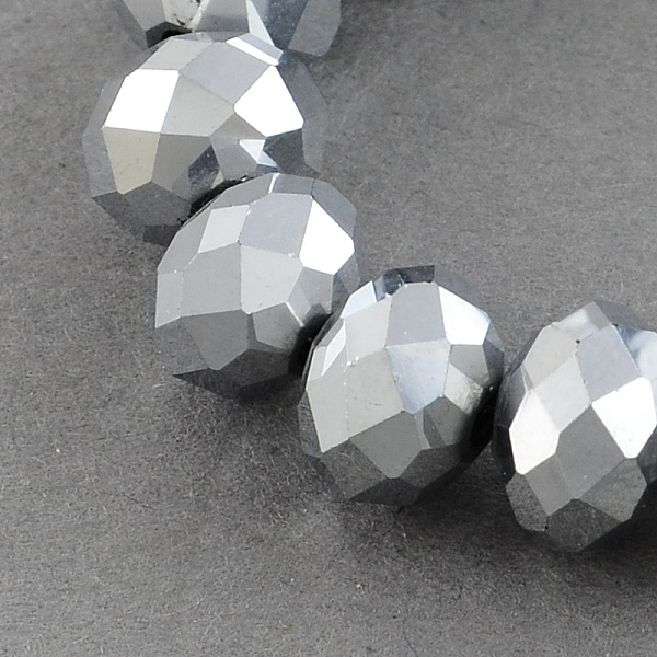 

PandaHall Electroplate Glass Bead Strands, Faceted, Rondelle, Platinum Plated, 3x2mm, Hole: 0.5mm, about 188~190pcs/strand, 14.5 inch Glass...