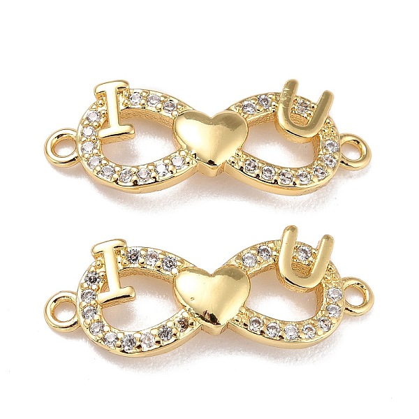 

PandaHall 5Pcs Brass Micro Pave Clear Cubic Zirconia Links Connectors, Infinity with Heart, Valentine's Day, Real 18K Gold Plated...