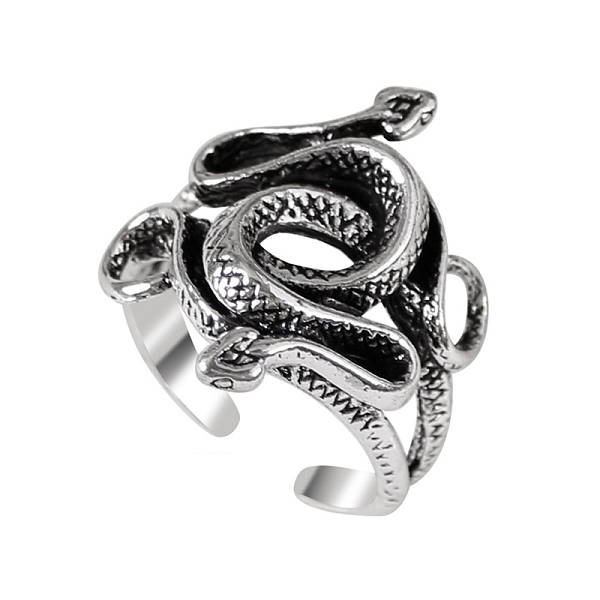 

PandaHall Alloy Open Cuff Ring, Knitting Loop Crochet Loop, Yarn Guide Finger Holder for Women, Antique Silver, Snake, Inner Diameter: 1.9cm...
