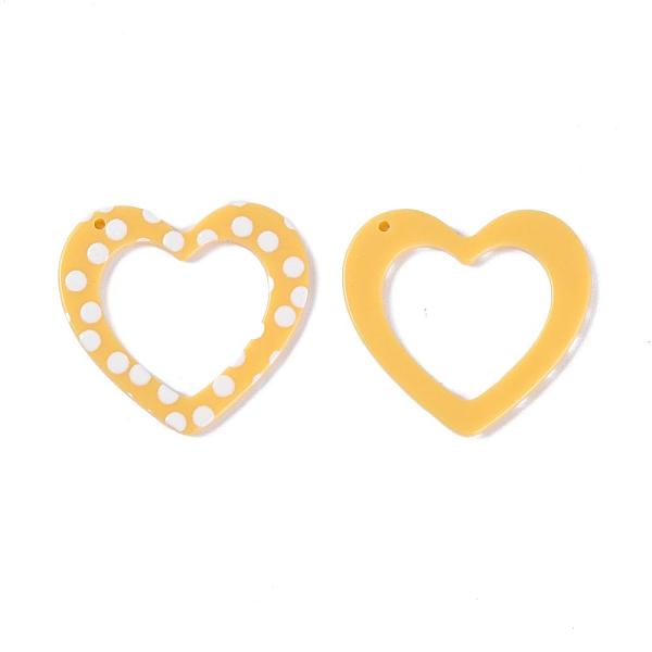 

PandaHall Opaque Printed Acrylic Pendants, Heart, Gold, 36x39x2~3mm, Hole: 1.5mm Acrylic Heart Gold