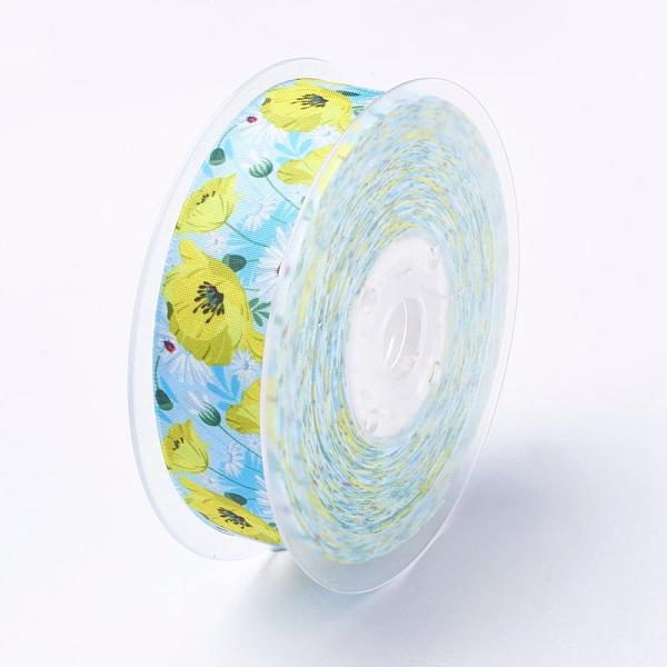 

PandaHall Polyester Grosgrain Ribbon, Flower Pattern, Yellow, 1 inch(25mm), about 100yards/roll(91.44m/roll) Polyester Flower Yellow