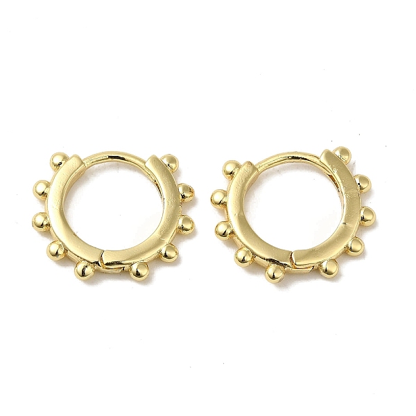 

PandaHall Granulated Ring Brass Huggie Hoop Earrings for Women, Real 18K Gold Plated, 13.5x2.5mm Brass