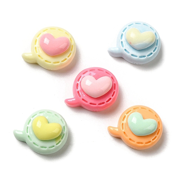 

PandaHall Opaque Resin Cabochons, Rainbow Color Cartoon Cabochons, Flat Round, 11x13x6.5~7mm Resin Flat Round