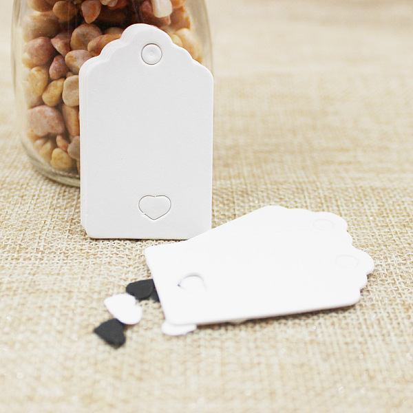

PandaHall Paper Gift Tags, Hang Tags, For Arts and Crafts, Valentine's Day, Rectangle with Heart Pattern, White, 50x30x0.4mm, Hole: 5mm...