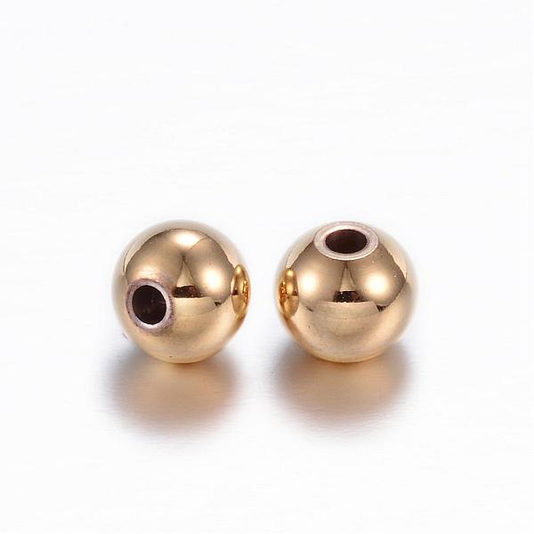 

PandaHall 202 Stainless Steel Beads, Round, Golden, 8x7mm, Hole: 2mm 202 Stainless Steel Round