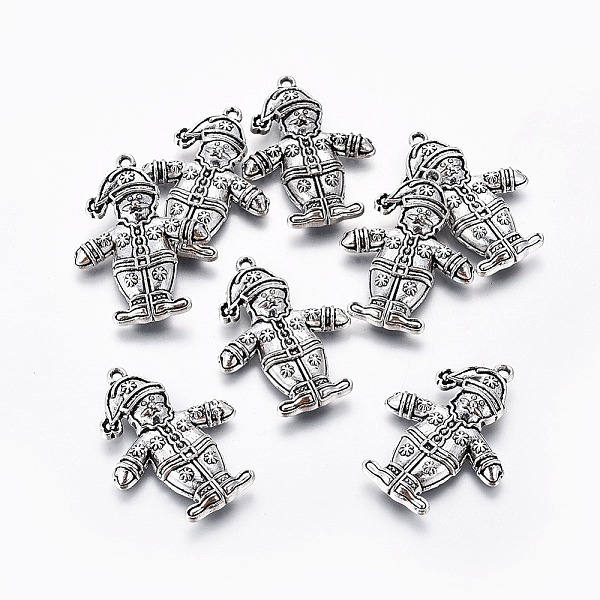 

PandaHall Lead Free & Cadmium Free Antique Silver Tibetan Style Alloy Christmas Santa Claus Pendants, 28x21x3mm, Hole: 1.5mm Alloy Human
