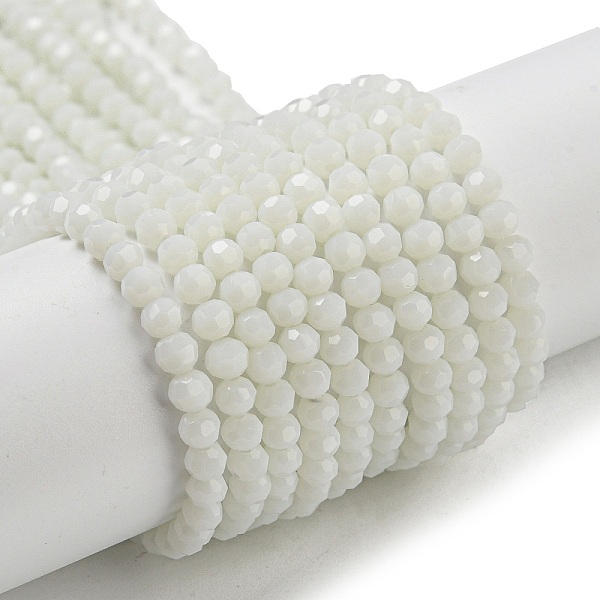 

PandaHall Opaque Glass Beads Stands, Faceted(32 Facets), Round, White, 3~3.5mm, Hole: 0.6mm, about 163~166pcs/strand, 50~51cm Glass Round...