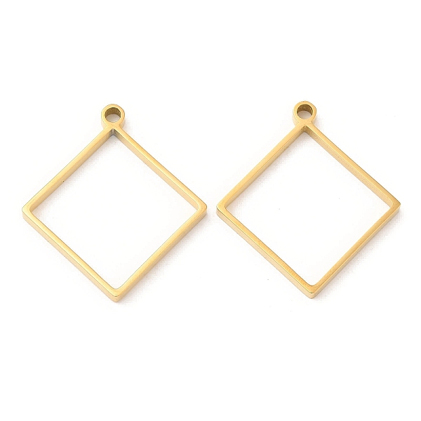 

PandaHall 304 Stainless Steel Open Back Bezel Rhombus Pendants, For DIY UV Resin, Epoxy Resin, Pressed Flower Jewelry, Real 18K Gold Plated...