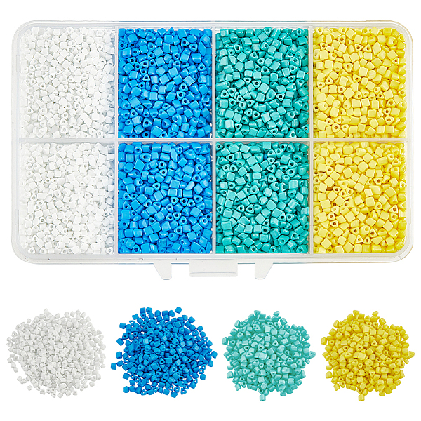 

PandaHall About 8400 Pcs Triangle Glass Seed Beads, 4 Colors Opaque Glass Seed Beads Triangle Mini Beads Japanese Glass Beads for Bracelet..., Multicolor