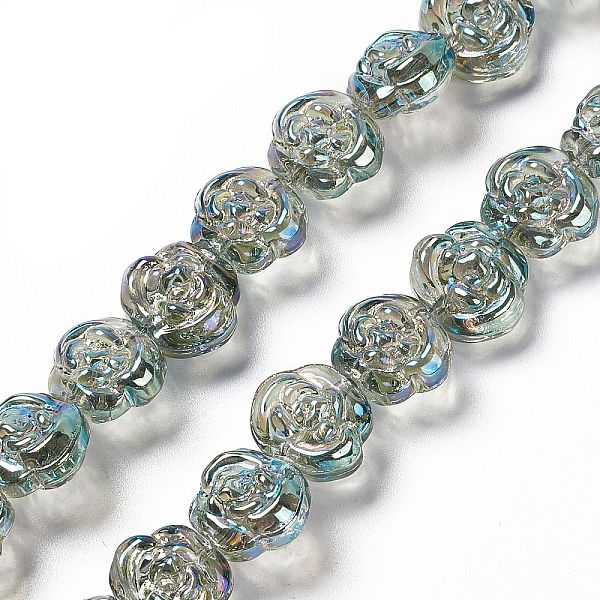

PandaHall Electroplate Glass Beads Strands, Full Rainbow Plated, Rose, Dark Sea Green, 12.5x14x9mm, Hole: 1mm, about 55pcs/strand, 25.98''...