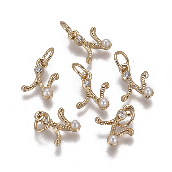 

PandaHall Brass Charms, with Cubic Zirconia and Shell Pearl Bead, Letter, Golden, Clear, Letter.N, 9.5~11x3.5~10.8x3~3.5mm, Hole: 3.5mm...
