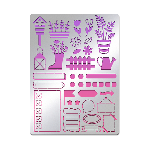 

PandaHall Custom Garden Diary Stainless Steel Cutting Dies Stencils, for DIY Scrapbooking/Photo Album, Decorative Embossing, Matte Stainless...