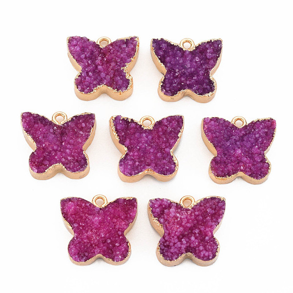 

PandaHall Natural Druzy Agate Pendants, with Light Gold Plated Iron Findings, Butterfly, Medium Violet Red, 17~18x18~19x5~6.5mm, Hole: 1.6mm...