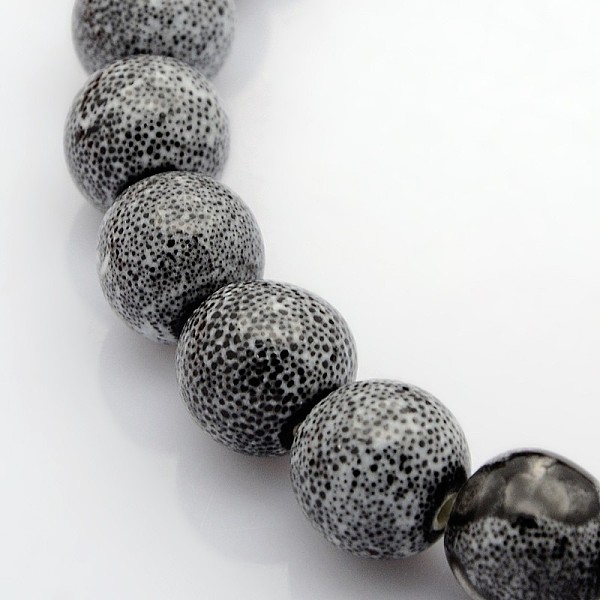 

PandaHall Handmade Fancy Antique Glazed Porcelain Ceramic Round Beads Strands, Gray, 8mm, Hole: 2mm, about 40~42pcs/strand, 12 inch...