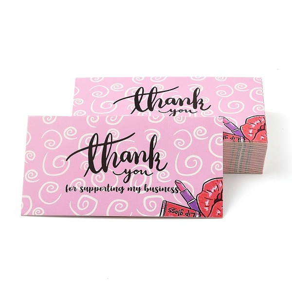 

PandaHall Thank You Theme Card, Lip and Lipstick Pattern, for Decorations, Rectangle with Word Thank You for Supporting My Business, Pink...