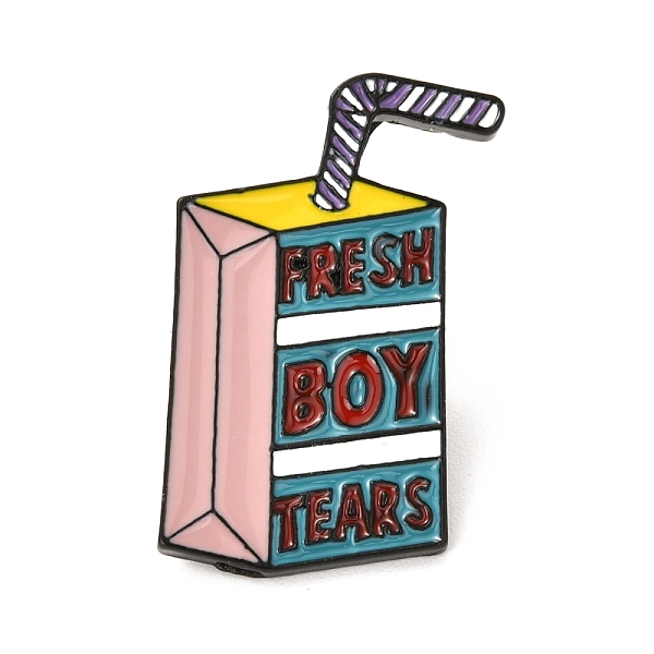 

PandaHall Alloy Enamel Brooches, Enamel Pin, with Butterfly Clutches, Drink with Word Fresh Boy Tears, Electrophoresis Black, Colorful...