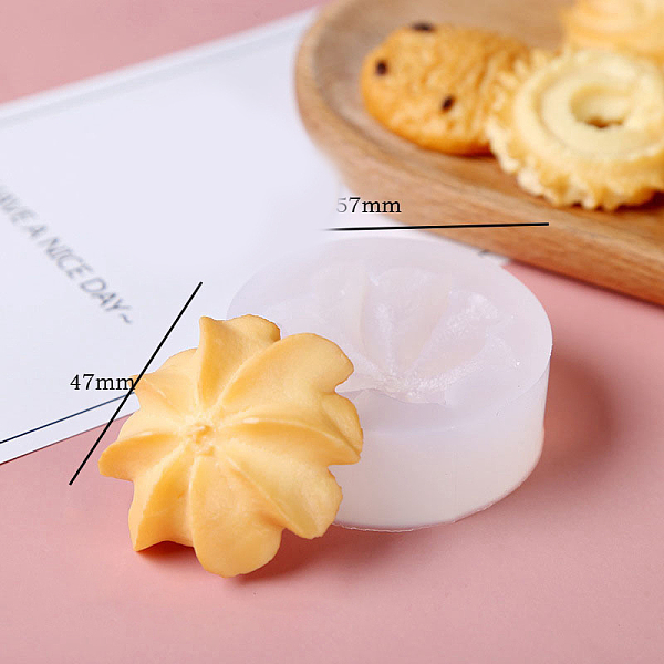 

PandaHall Flower Cookies DIY Food Grade Silicone Fondant Molds, for Chocolate Candy Making, White, 57x16mm Silicone Flower White