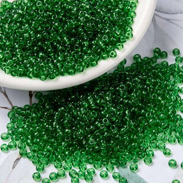 

PandaHall MIYUKI Round Rocailles Beads, Japanese Seed Beads, 8/0, (RR145) Transparent Light Green, 8/0, 3mm, Hole: 1mm, about...