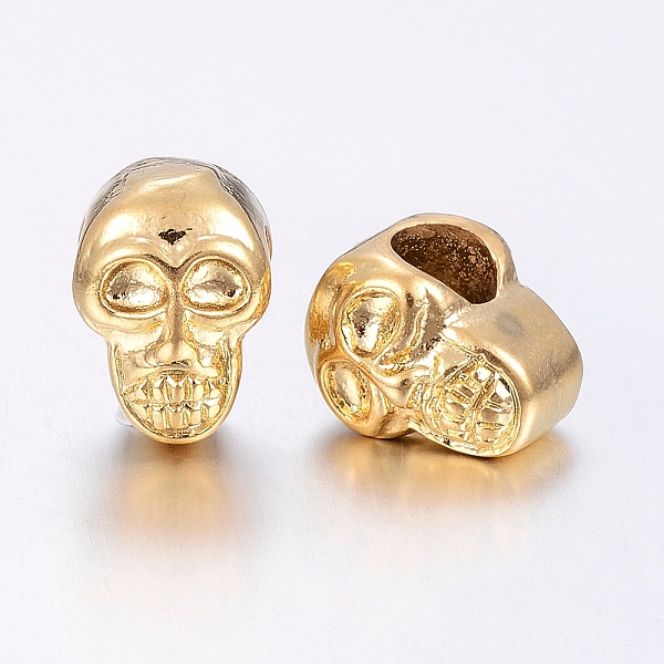 

PandaHall 304 Stainless Steel European Beads, Large Hole Beads, Skull, Golden, 12x8.5x11mm, Hole: 5mm 304 Stainless Steel Skull