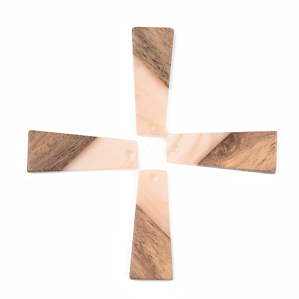 

PandaHall Opaque Resin & Walnut Wood Pendants, Trapezoid, Light Salmon, 30x12x3mm, Hole: 2mm Resin+Wood Trapezoid Red