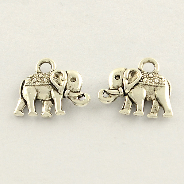 

PandaHall Tibetan Style Zinc Alloy Elephant Charms, Cadmium Free & Lead Free, Antique Silver, 11.5x14x3mm, Hole: 2mm, about 1042pcs/1000g...