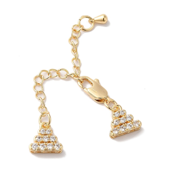 

PandaHall Brass Micro Pave Cubic Zirconia Chain Extender, Triangle, Real 18K Gold Plated, 25mm Brass+Cubic Zirconia Triangle Clear
