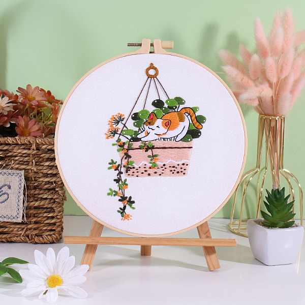 

PandaHall Flower DIY Embroidery Kits, Including Printed Fabric, Embroidery Thread & Needles, Embroidery Hoop, Orange, 200mm Cloth Cat Shape...