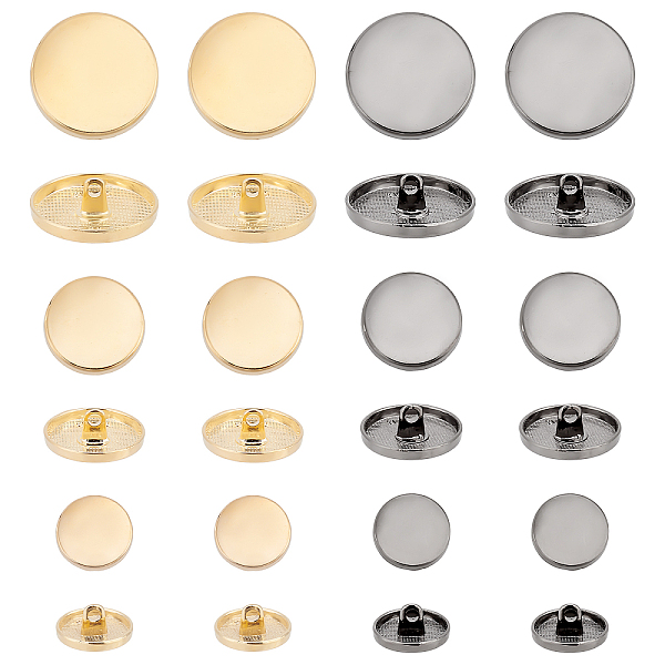 

PandaHall CHGCRAFT 48pcs 6 Style Alloy Shank Buttons, 1-Hole, Flat Round, Mixed Color, 15~25x7~8.5mm, Hole: 2.4~2.6mm, 8pcs/style Alloy Flat...