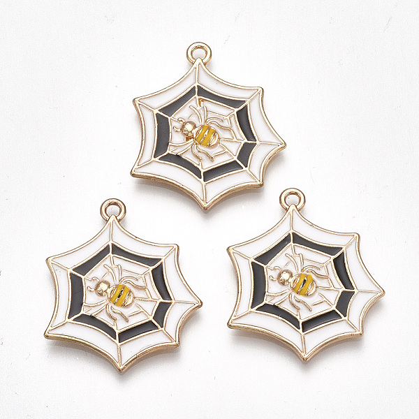 

PandaHall Alloy Pendants, Cadmium Free & Lead Free, with Enamel, Spider Web, Light Gold, White, 27x23x3mm, Hole: 1mm Alloy+Enamel Others...