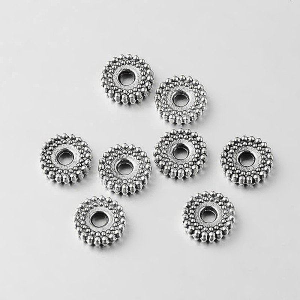 

PandaHall Tibetan Style Alloy Spacer Beads, Flat Round, Antique Silver, 6x1.5mm, Hole: 1.5mm Alloy Flat Round