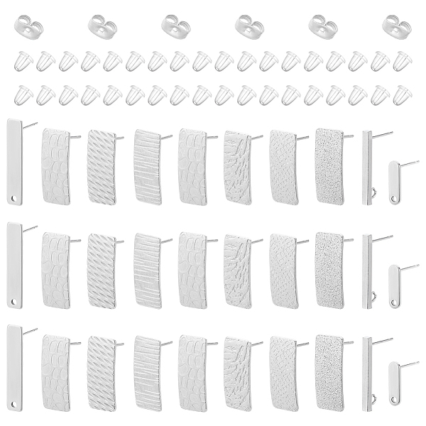 

PandaHall 60Pcs 10 Style Rectangle Shape 201 & 304 Stainless Steel Stud Earring Finding, with Vertical Loops & 100Pcs Plastic Ear Nuts...