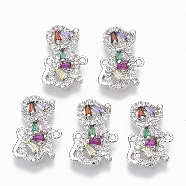 

PandaHall Brass Micro Pave Cubic Zirconia Links connectors, Dog, Colorful, Platinum, 19x11.5x3mm, Hole: 1.2mm Brass+Cubic Zirconia Dog