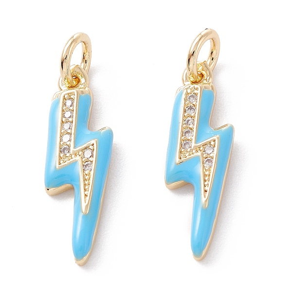 

PandaHall Brass Micro Pave Clear Cubic Zirconia Pendants, with Enamel & Jump Ring, Long-Lasting Plated, Lightning Bolt, Real 18K Gold Plated...