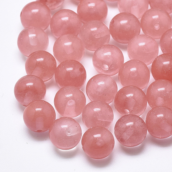 

PandaHall Cherry Quartz Glass Beads, Half Drilled, Round, 8mm, Half Hole: 1.2mm Cherry Quartz Glass Round