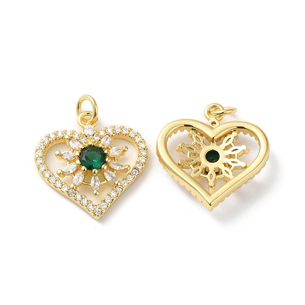 

PandaHall Rack Plating Brass Cubic Zirconia Pendants, with Jump Ring, Lead Free & Cadmium Free, Long-Lasting Real 18K Gold Plated, Heart...