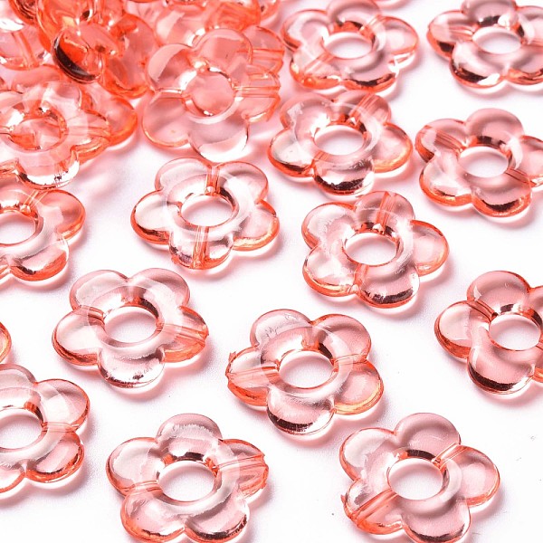 

PandaHall Transparent Acrylic Bead Frames, Flower, Salmon, 19x20x3.5mm, Hole: 1.6mm, Inner Diameter: 6.5mm, about 632pcs/500g Acrylic Flower..., Red