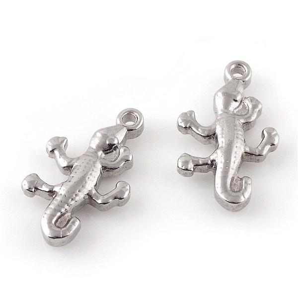 

PandaHall 201 Stainless Steel Pendants, Gecko, Stainless Steel Color, 19.5x12x3.5mm, Hole: 1.5mm 201 Stainless Steel Other Animal