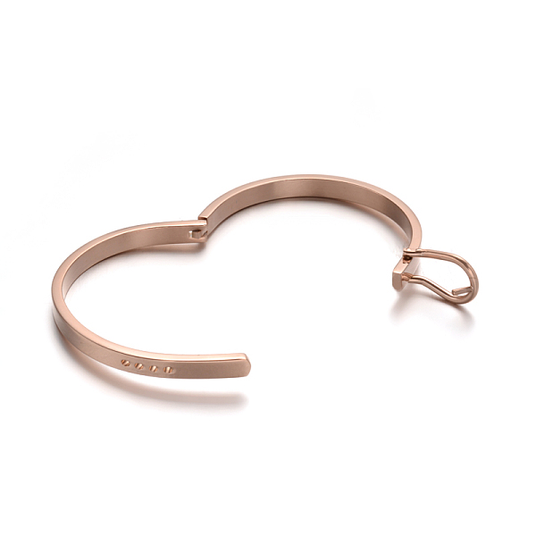 

PandaHall Watch Band Design 304 Stainless Steel Bangles, Rose Gold, 53x64mm 304 Stainless Steel