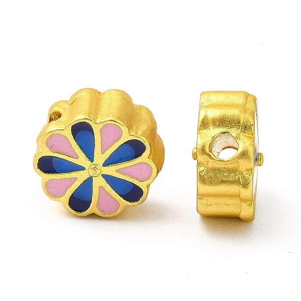 

PandaHall Alloy Enamel Beads, Rack Plating, Flower, Matte Gold Color, Pearl Pink, 9.5x5.5mm, Hole: 1.8mm Alloy+Enamel Flower