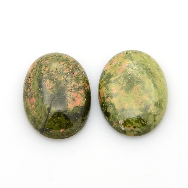 

PandaHall Natural Gemstone Cabochons, Oval, Unakite, 25x18x5~7mm Unakite Oval