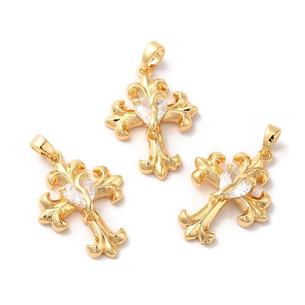 

PandaHall Brass Micro Pave Cubic Zirconia Pendants, Cross, Real 18K Gold Plated, 24x18x6mm, Hole: 4.6x2.5mm Brass+Cubic Zirconia Cross Clear