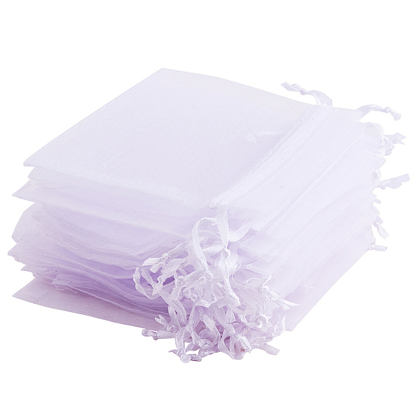 PandaHall Organza Bags, Rectangle, White, about 10cm wide, 15cm long Organza Rectangle White