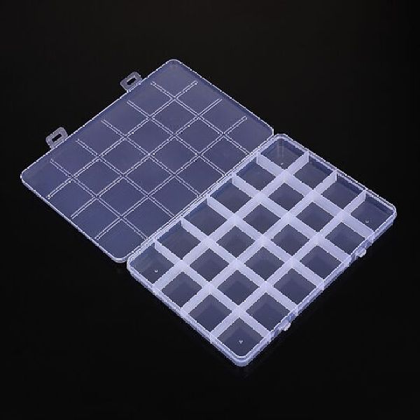 

PandaHall Plastic Bead Containers, 24 Compartments, Rectangle, Clear, 19x13.5x1.85cm Plastic Rectangle Clear