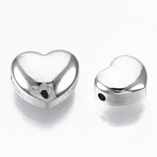 

PandaHall 201 Stainless Steel Beads, Heart, Real Platinum Plated, 10.5x12.5x6.5mm, Hole: 1.6mm 201 Stainless Steel Heart