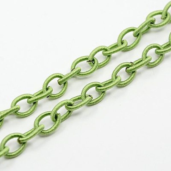

PandaHall Handmade Nylon Cable Chains Loop, Oval, Light Green, 8~9x11~13x2mm, about 85cm/strand, 33.5 inch Nylon Green