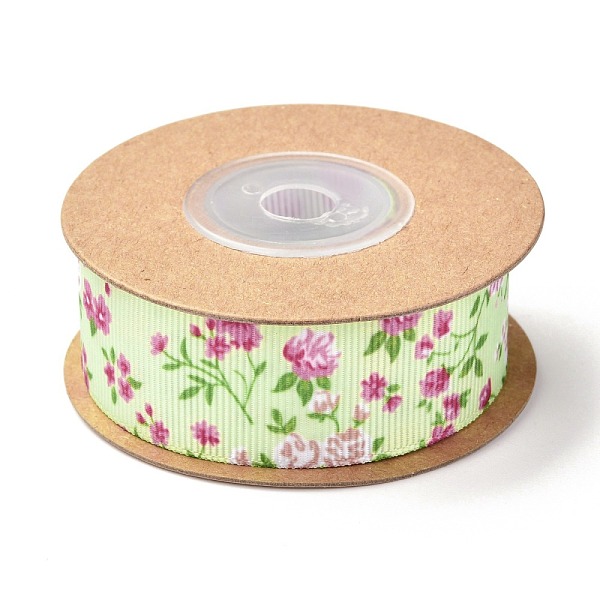 PandaHall Polyester Ribbon, Flower Pattern, for Gifts Wrapping Party Decorating, Pale Green, 1 inch(25mm), about 5.4yards(5m)/roll Polyester...
