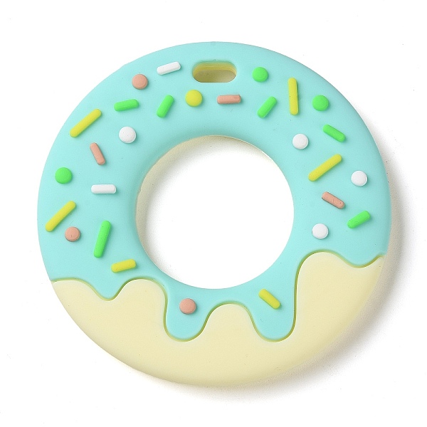

PandaHall Donut Food Grade Eco-Friendly Silicone Focal Beads, Chewing Beads For Teethers, DIY Teether Beads, Aquamarine, 77x11mm, Hole..., Green