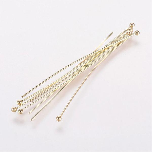 

PandaHall Rack Plating Brass Ball Head pins, Long-Lasting Plated, Electroplated, Golden, 40.5x0.5mm, 24 Gauge, Head: 2mm Brass